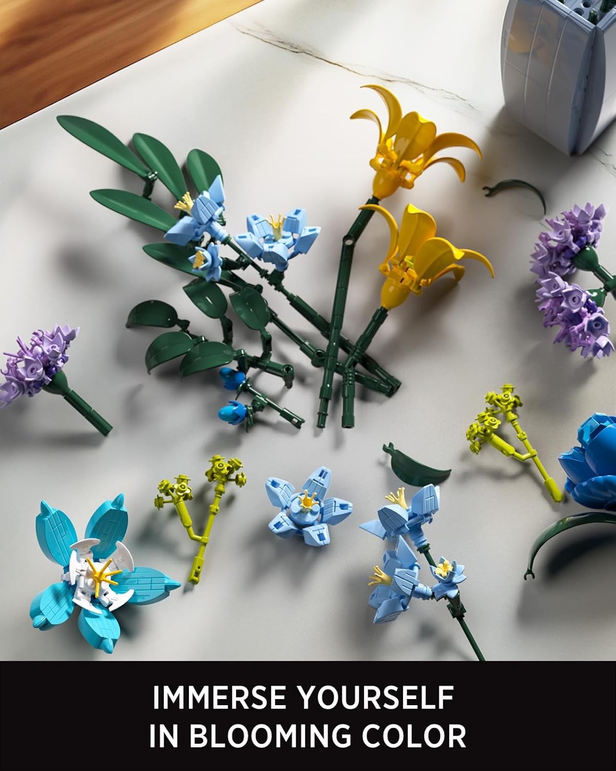 Nifeliz Wildflower Bouquet with Vase Model Toy, Botanical Building Set for Adult