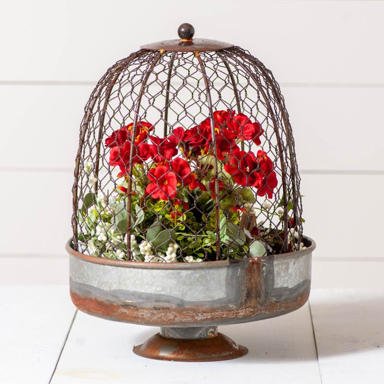 Chicken wire Dome Planter with Base