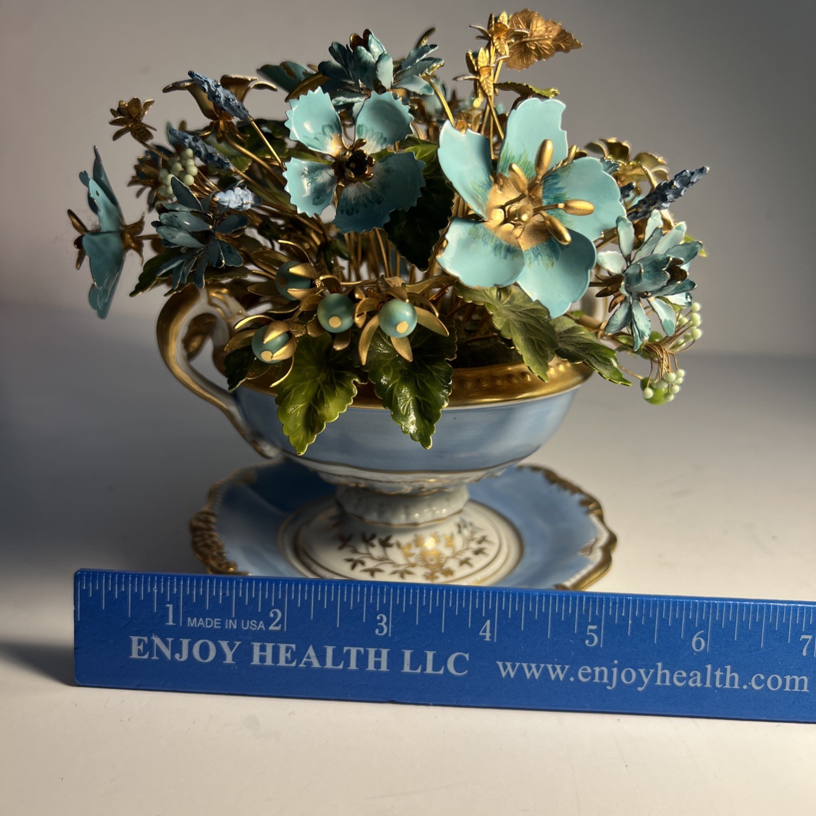 Jane Hutcheson for Gorham Blue Fleurs des Siecles 2 Handle Cache Pot EUC