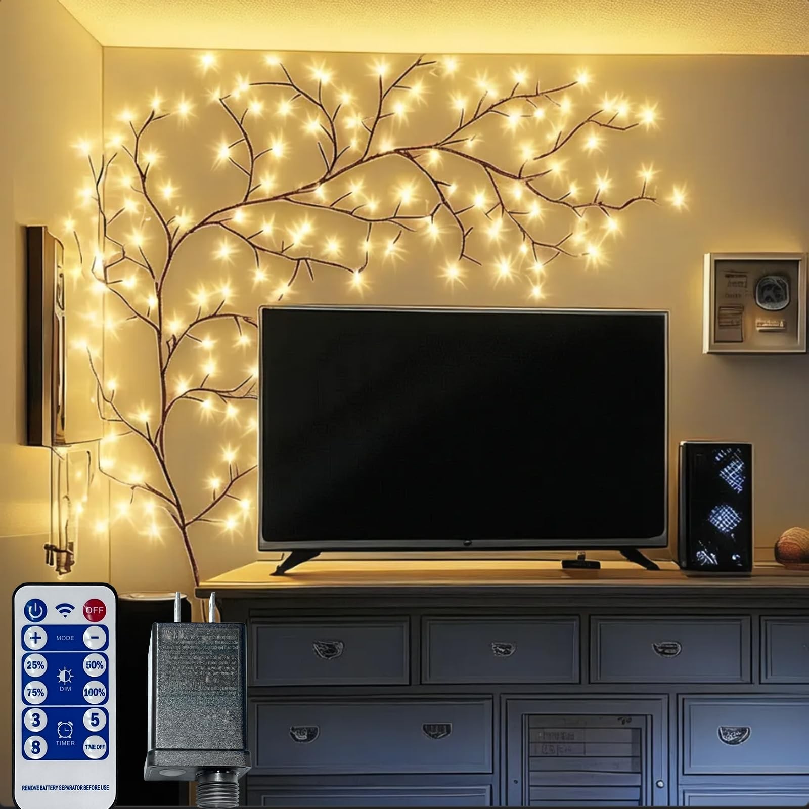 Lituplife Lighted Willow Vine with Remote Control On/Off Timmer Dim8Ft Christ…