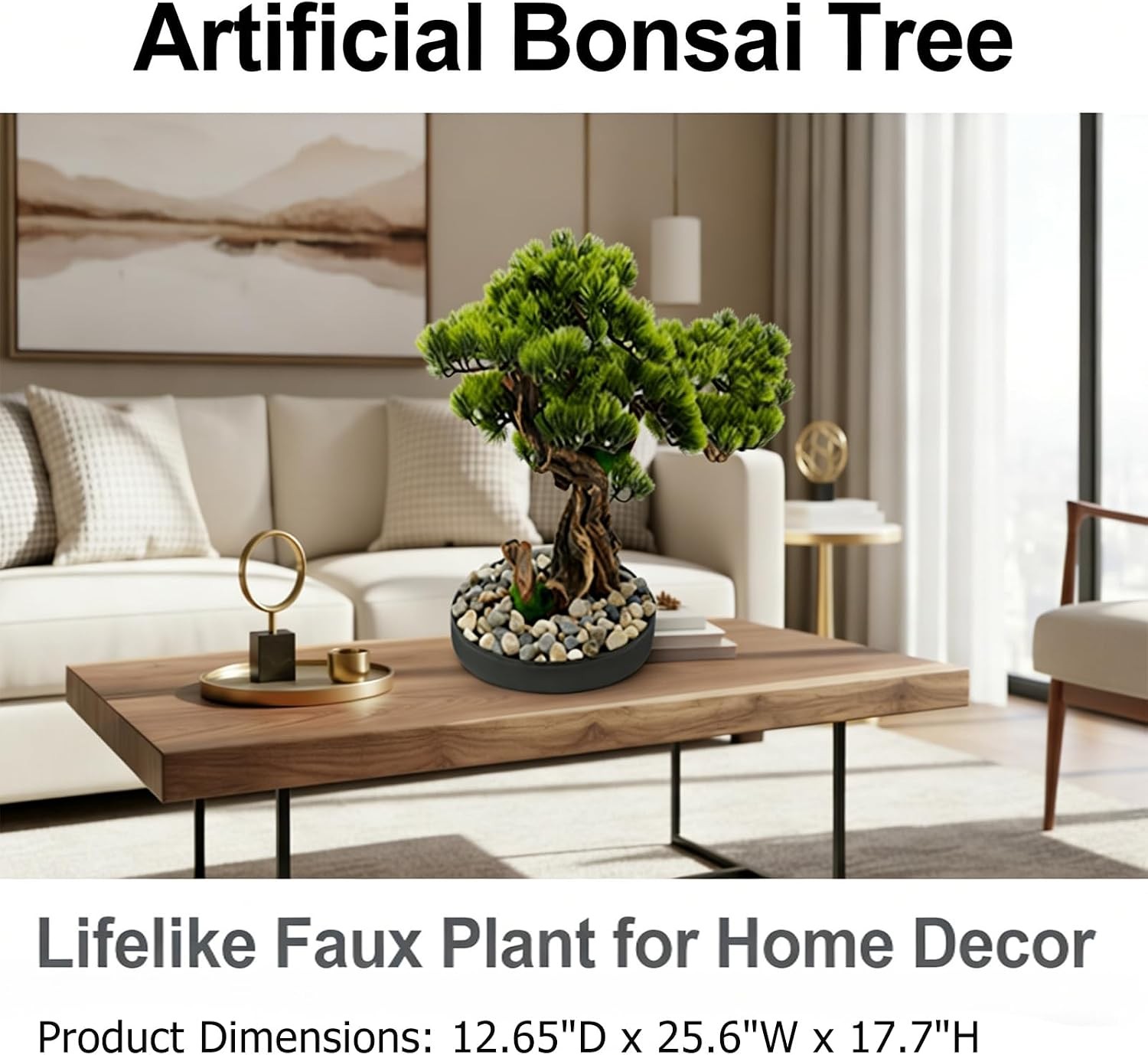 Realistic Artificial Bonsai Pine Tree 25.6 * 17.7in Indoor Desktop Welcome Pine