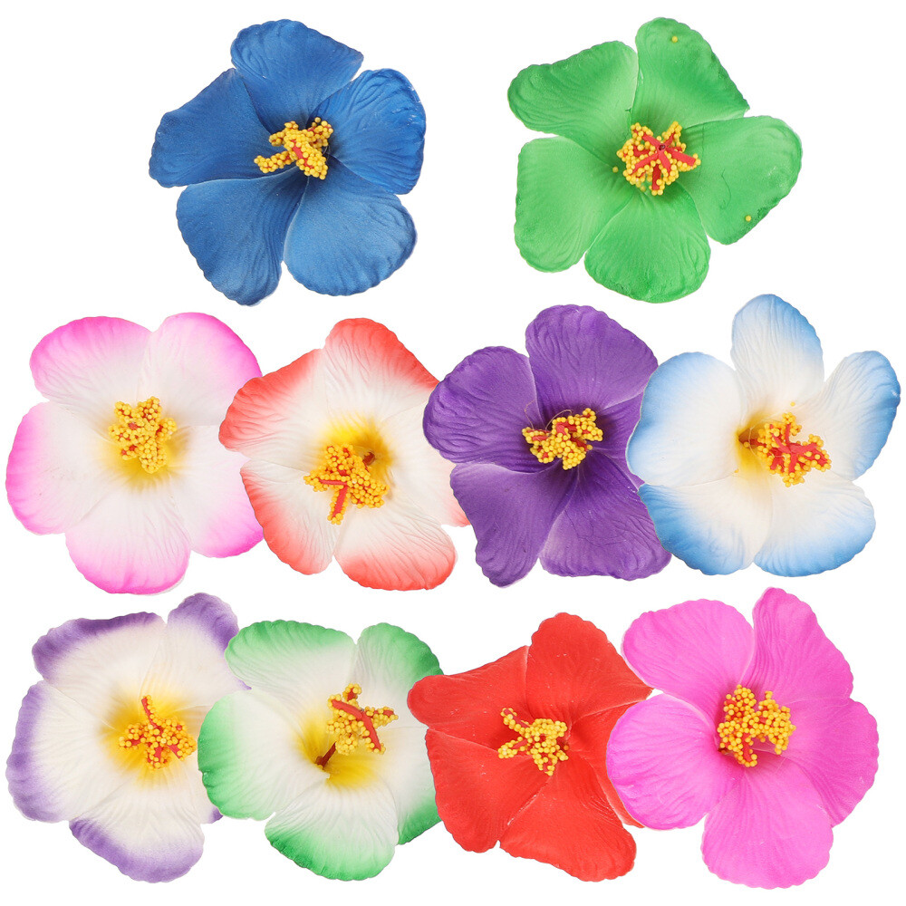 10Pcs Simulated Hibiscus Flower Eva Banquet Tropical Faux Hawaii Hibiscus Flower