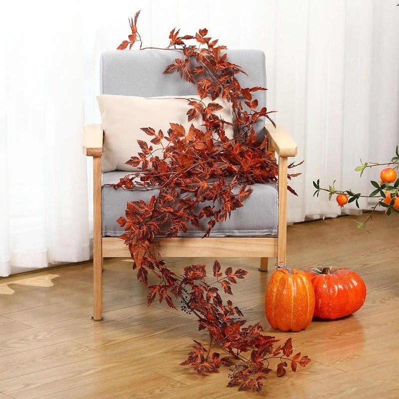 Autumn Artificial Garland Set Home Decor Fall Leaves Berries Indoor Outdoor 6ft