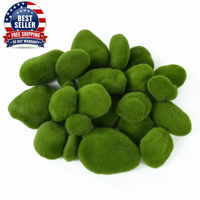 10Pcs Artificial Moss Stone Green Moss Balls Moss Rocks DIY Micro Landscape Flow