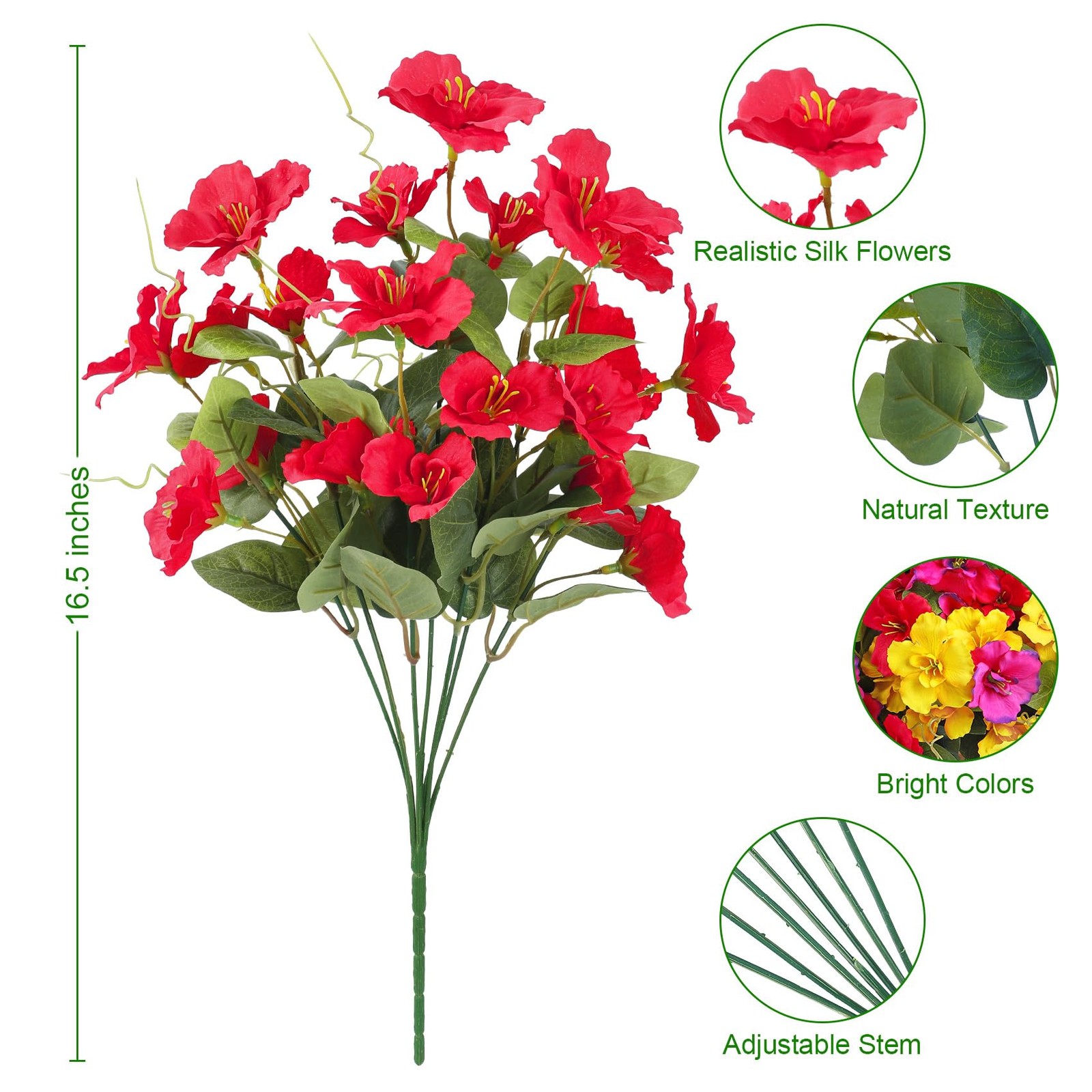 8 Bundles Artificial Hibiscus Flowers for Outdoors Decoration, Faux Silk Flow…