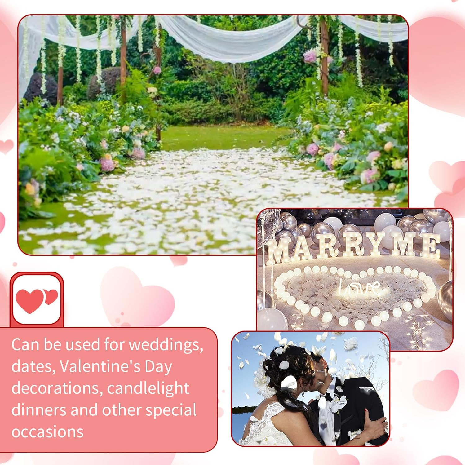 1000 Pcs Artificial Fake Rose Petals for Romantic Night Valentine’s Day Wedding