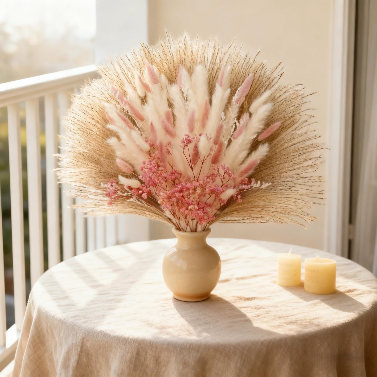 Hapart Bunny Tails Dried Flowers Bouquet Nature Colorful Pampas Grass with Ba…