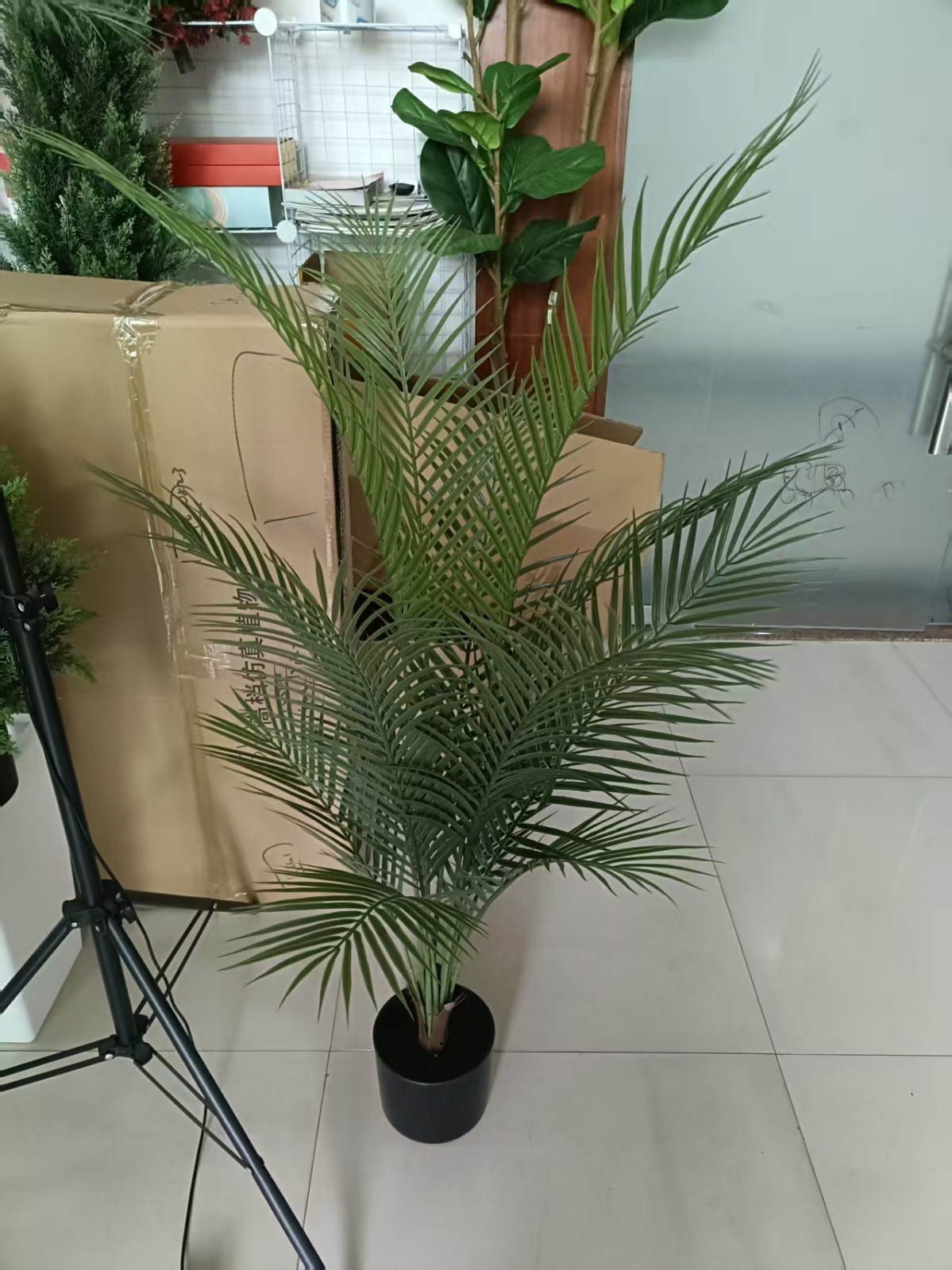 120cm Tall Faux Areca Palm Tree Potted Fake Green Plant for House Greenery Decor