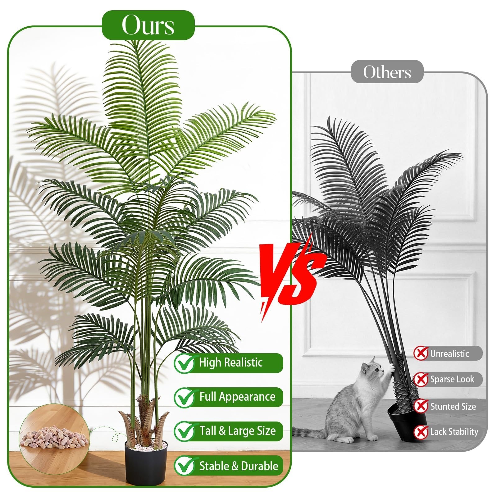 6FT Tall Artificial Palm Tree – Realistic Indoor/Outdoor Plant with Weighted Pla