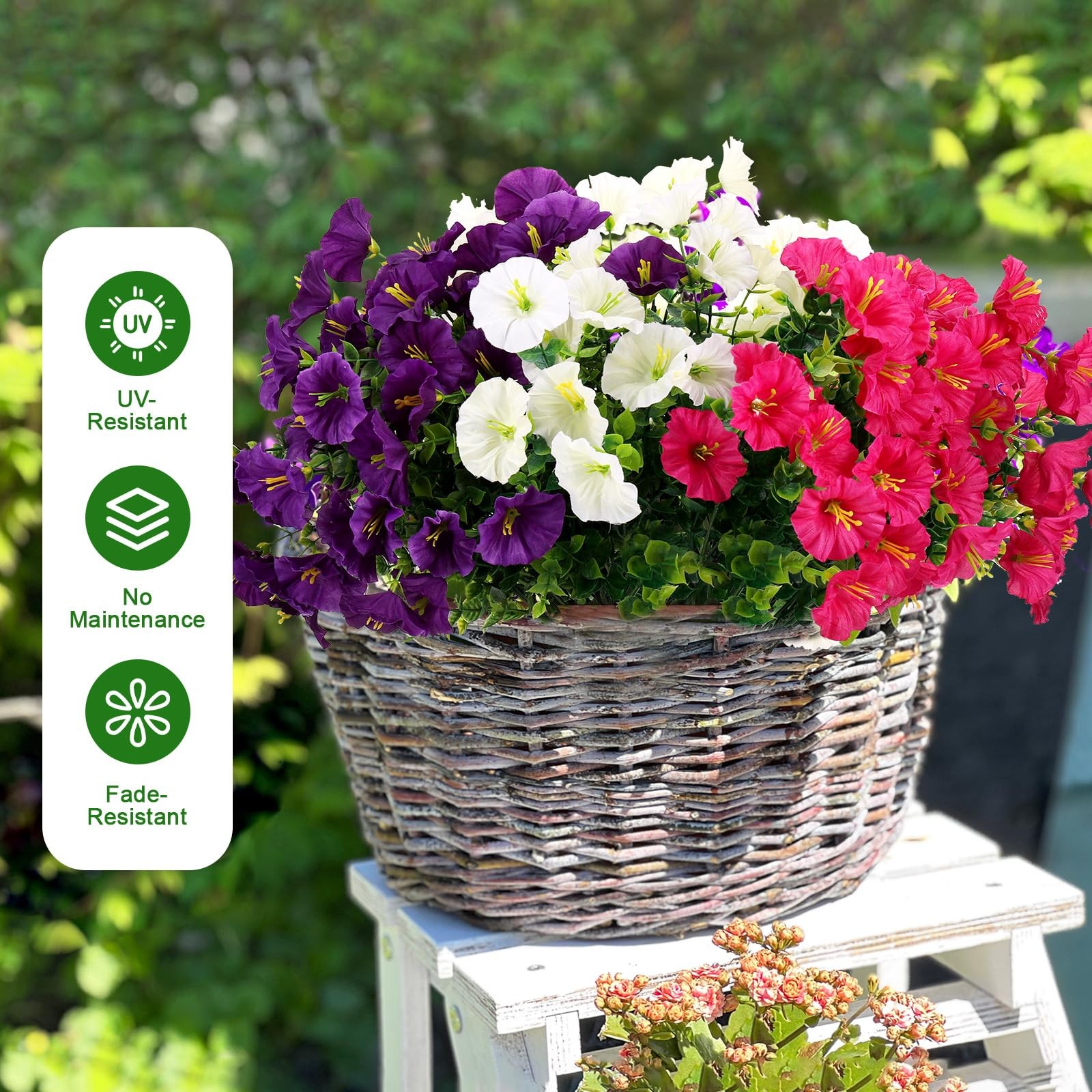9 Bundles Artificial Flowers for Outdoors, UV Resistant Artificial Outdoor Pl…