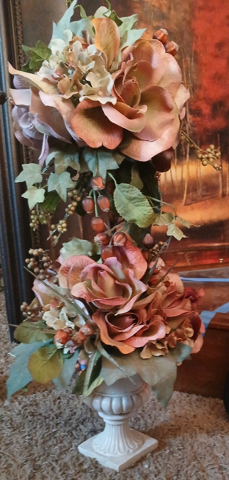 Mauve Floral Arrangement Artificial Flowers Standing Base