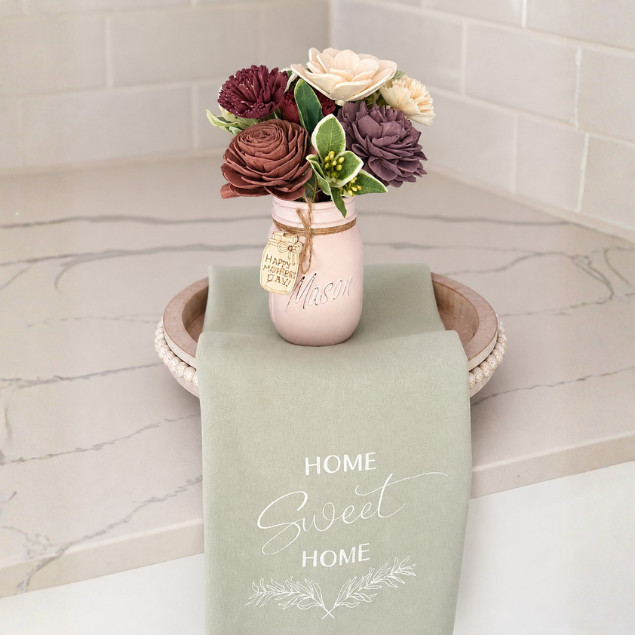Sola Wood Flower Arrangement Mason Jar Custom Tag Mother’s Day Birthday Decor