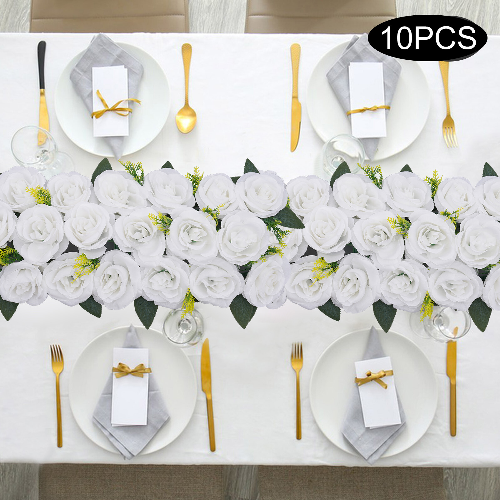 Wedding Dining Table Flower Centerpiece Floral Arrangement 10 Pieces White Roses