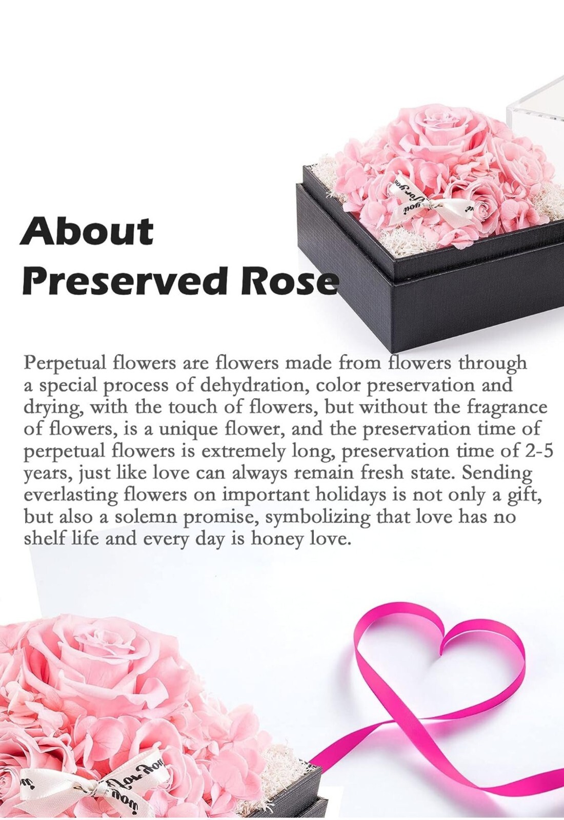 Agrul Preserved Real Roses Gifts for Her Women Pink Eternal