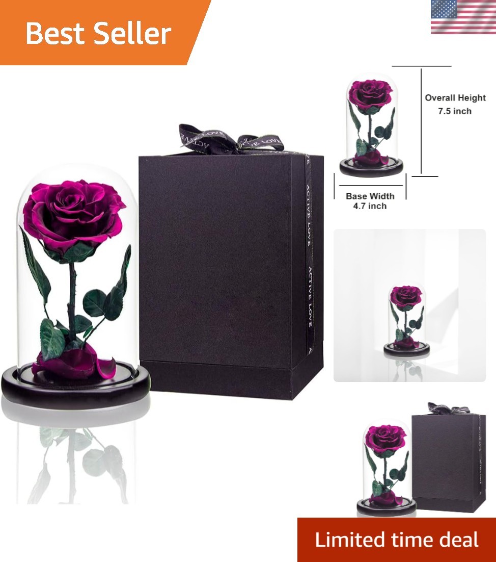Luxury Preserved Roses in Glass Dome – Perfect for Anniversary and Mother’s Day