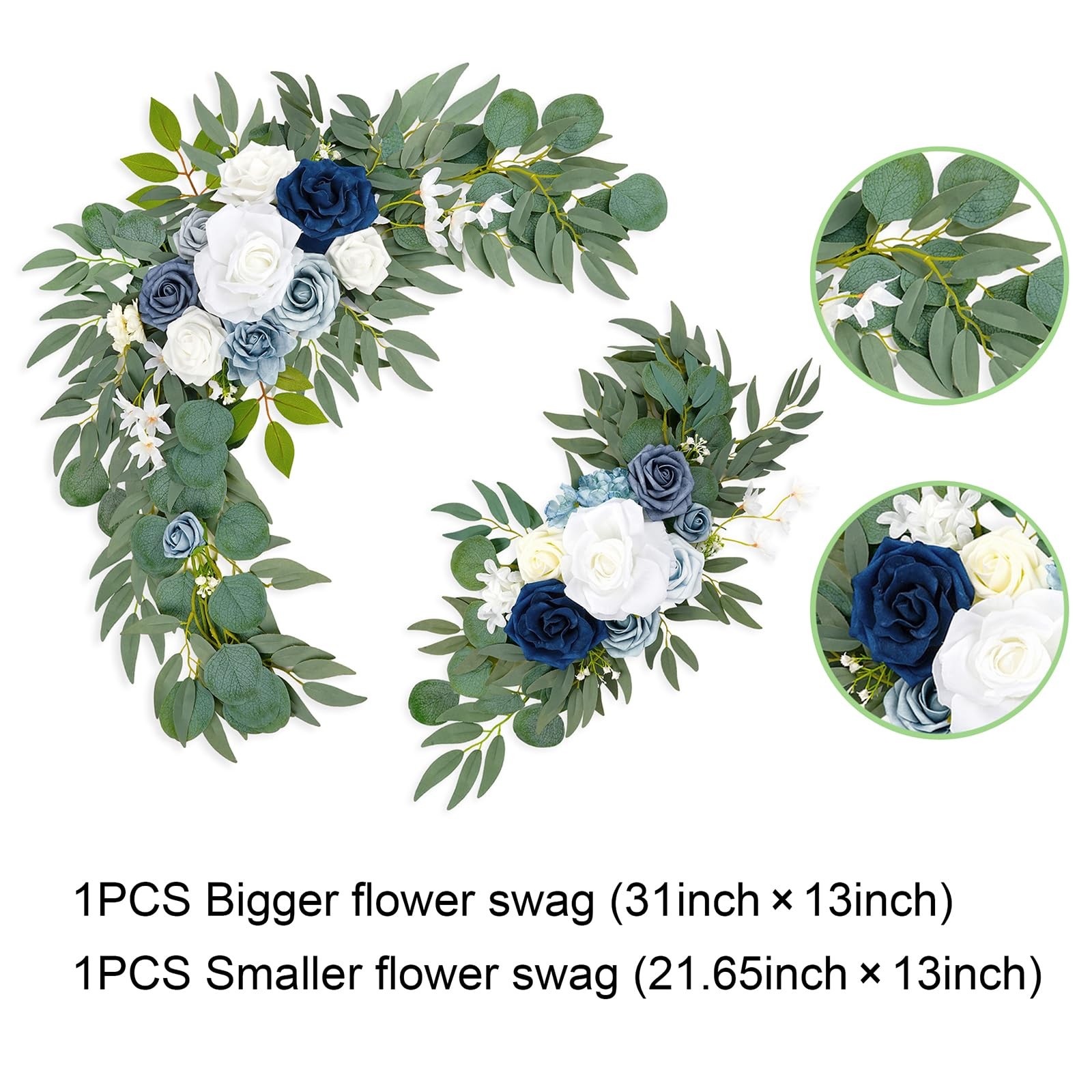 Wedding Arch Flowers (Pack of 2), Artificial Dusty Blue Flowers Faux Flower S…