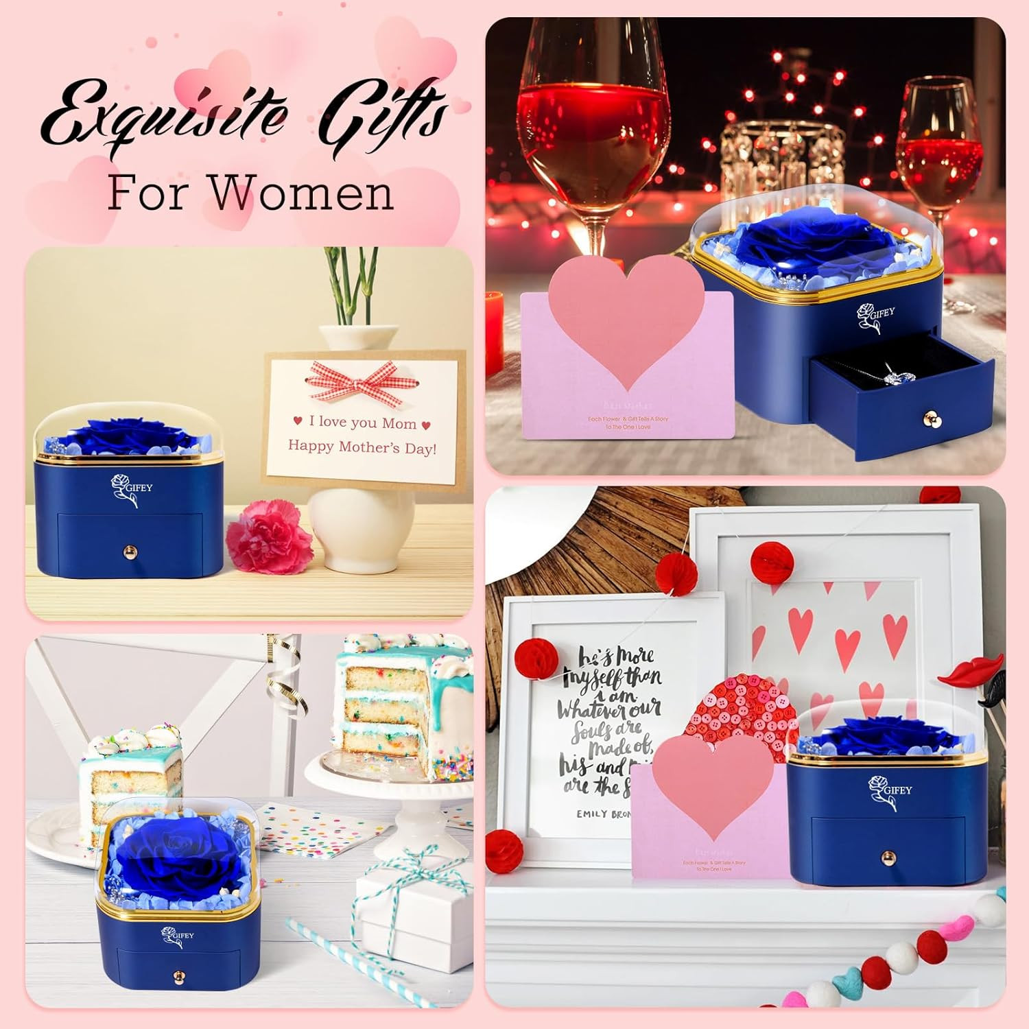 Rose Gifts for Mom, Preserved Eternal Flowers Rose Gifts for Women Wife Girlfrie