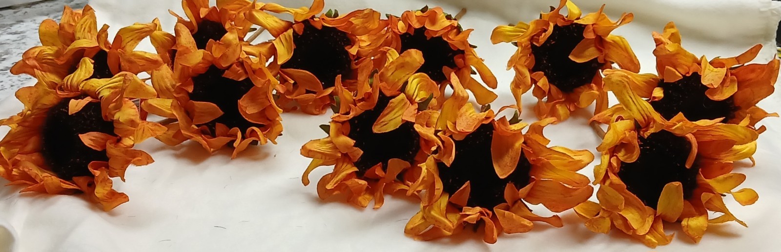 Fall Silk Sunflowers On A 6 Inch Stem, Set Of 6, New