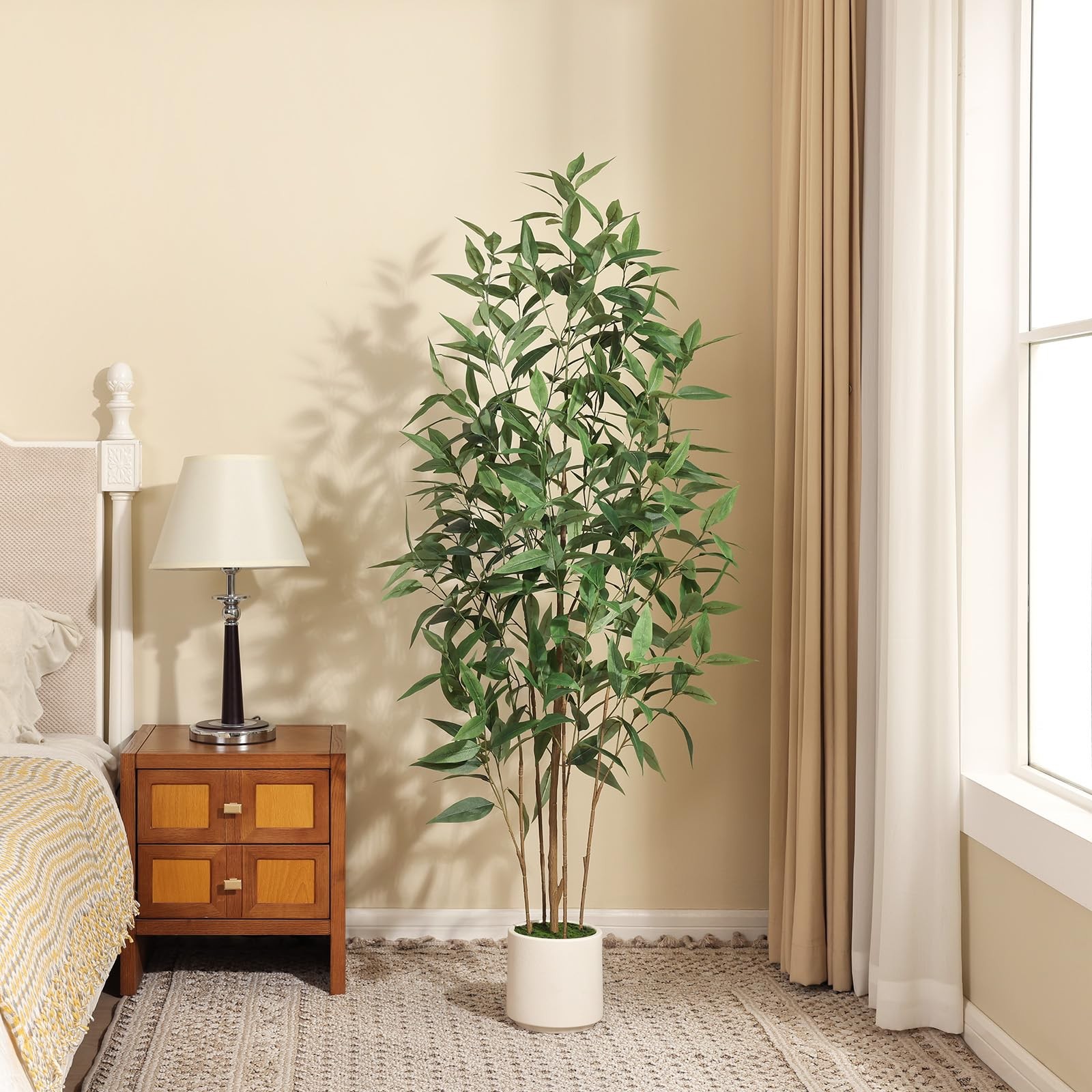 Ferrgoal 5Ft Artificial Eucalyptus Plant White Planter YL-166-BZTPDGAS1.5m-1