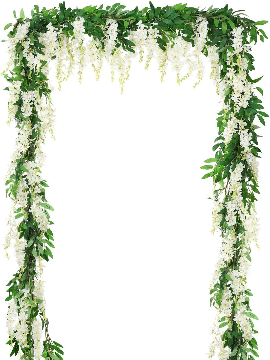 2Pcs 6Ft/Piece Artificial Flowers Wisteria Garland Artificial Wisteria Vine Hang