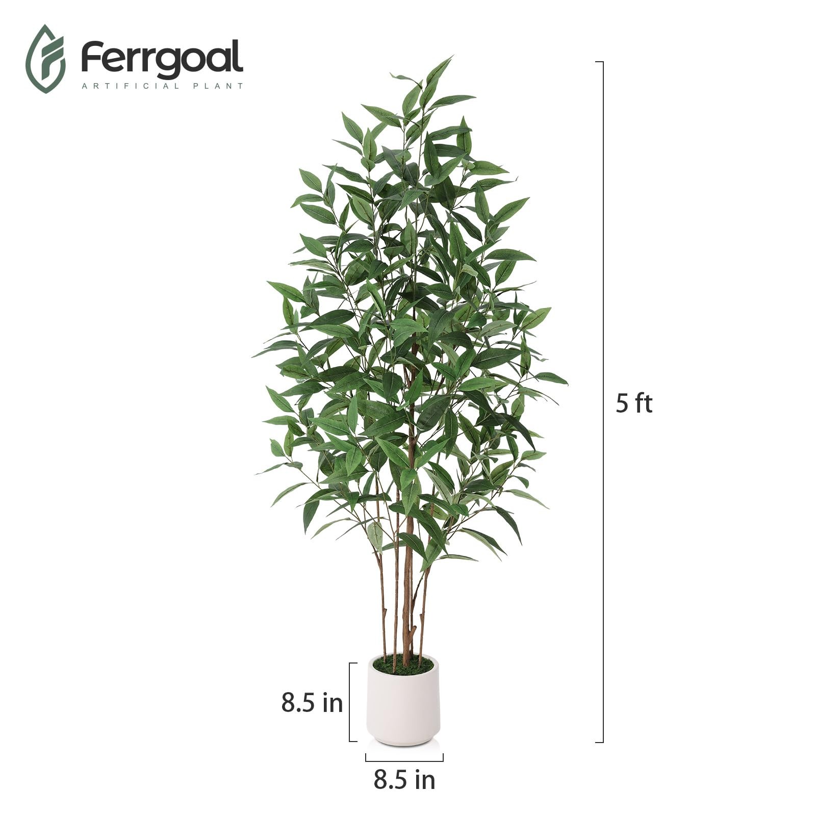 Ferrgoal 5Ft Artificial Eucalyptus Plant White Planter YL-166-BZTPDGAS1.5m-1
