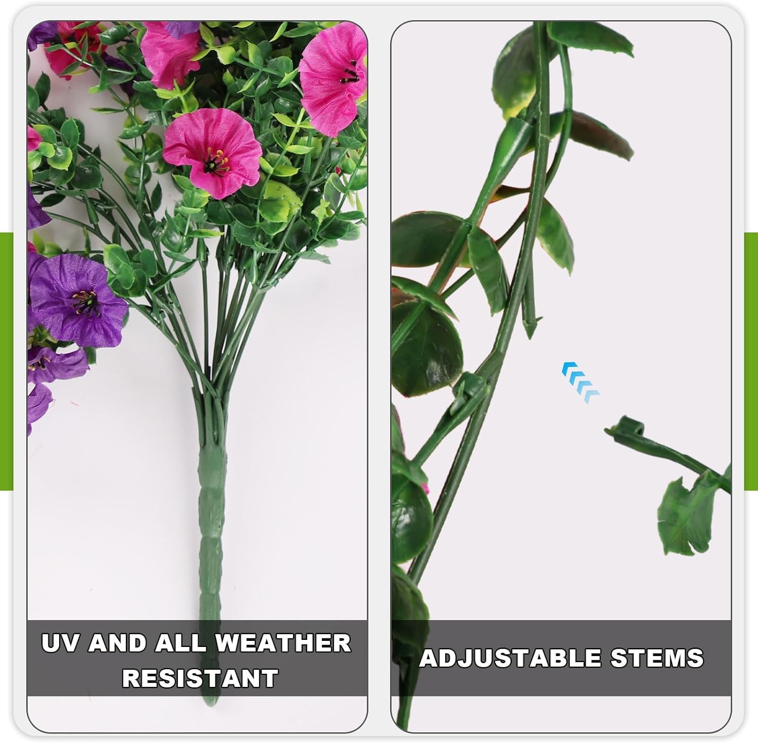 2 Bundles Artificial Hanging Morning Glory, UV Silk with Eucalyptus US