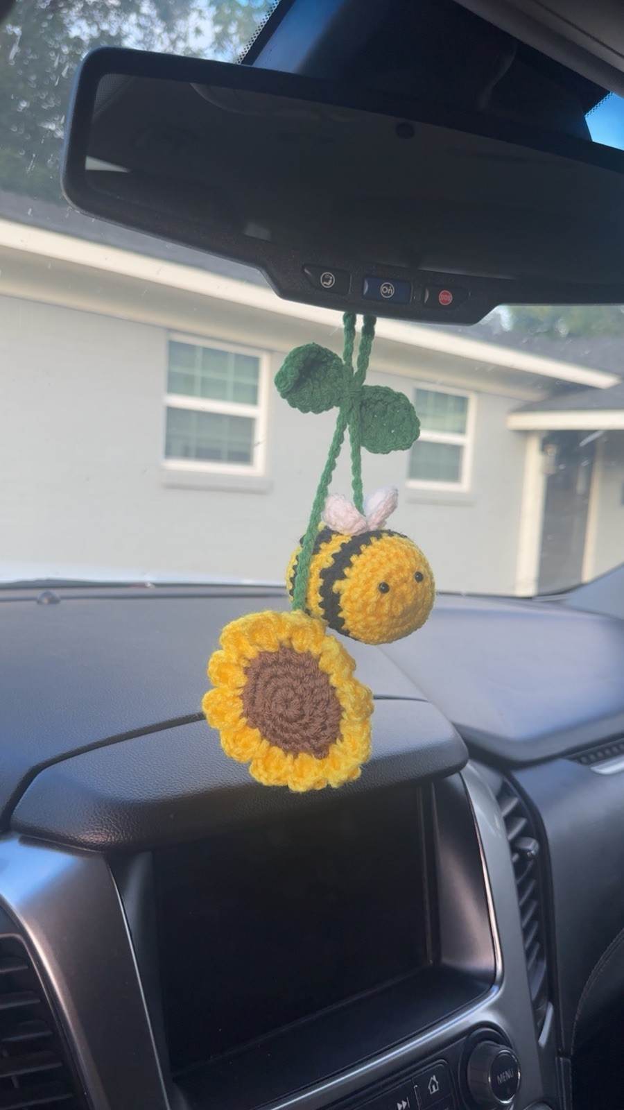 Crochet Bee and Sunflower Car Hanger