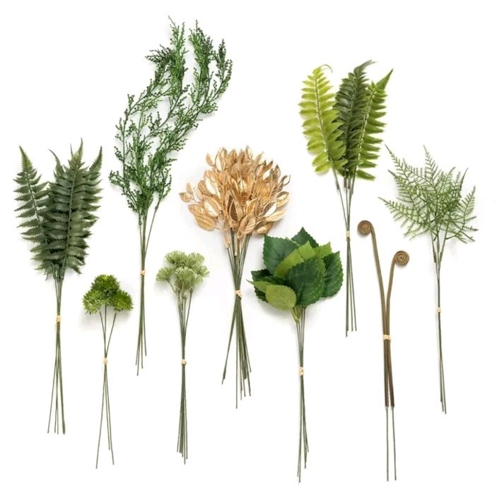 Ling’s Moment Artificial Greenery Stems Box Set, 37pcs with 9 Kinds of Faux