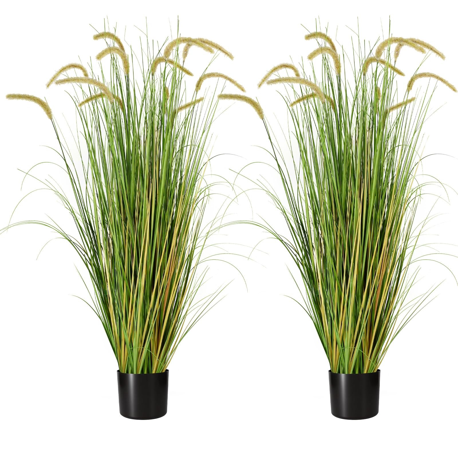 2-Pack 4ft/47in Artificial Horsetail Grass, Potted Faux Floor Plant for Moder…