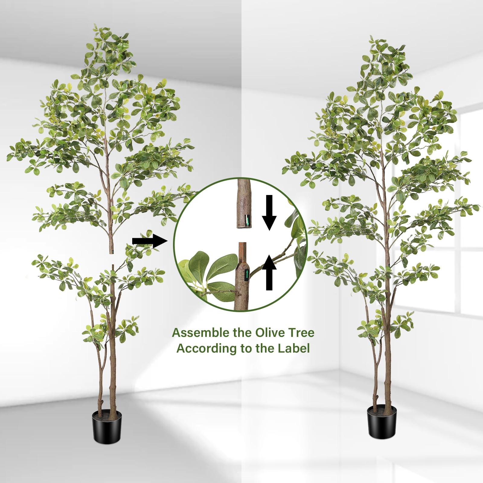 PHYTREE Faux Black Olive Tree 7ft, Artificial Shady Lady with Green