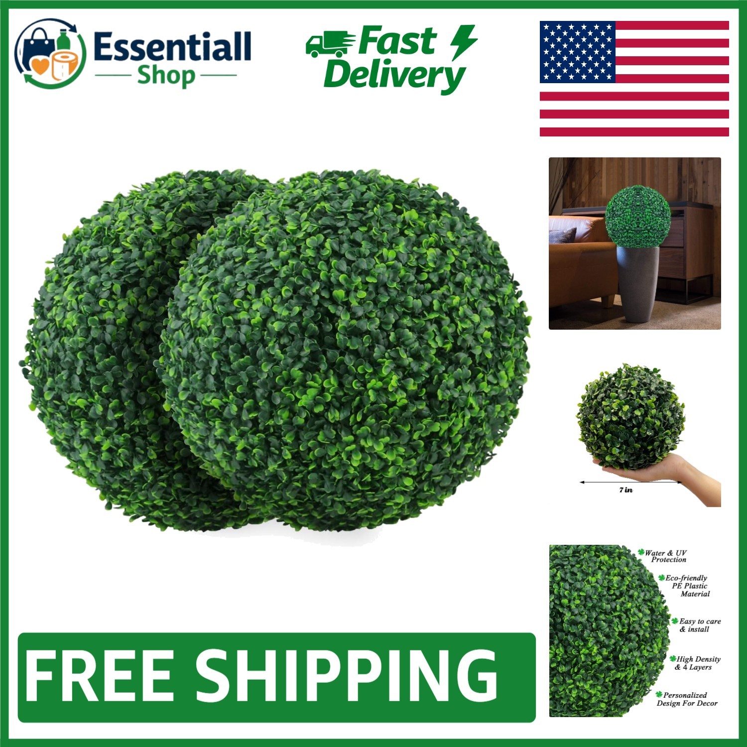 Stylish 7-Inch Artificial Boxwood Topiary Balls – Ideal for Weddings & Homes