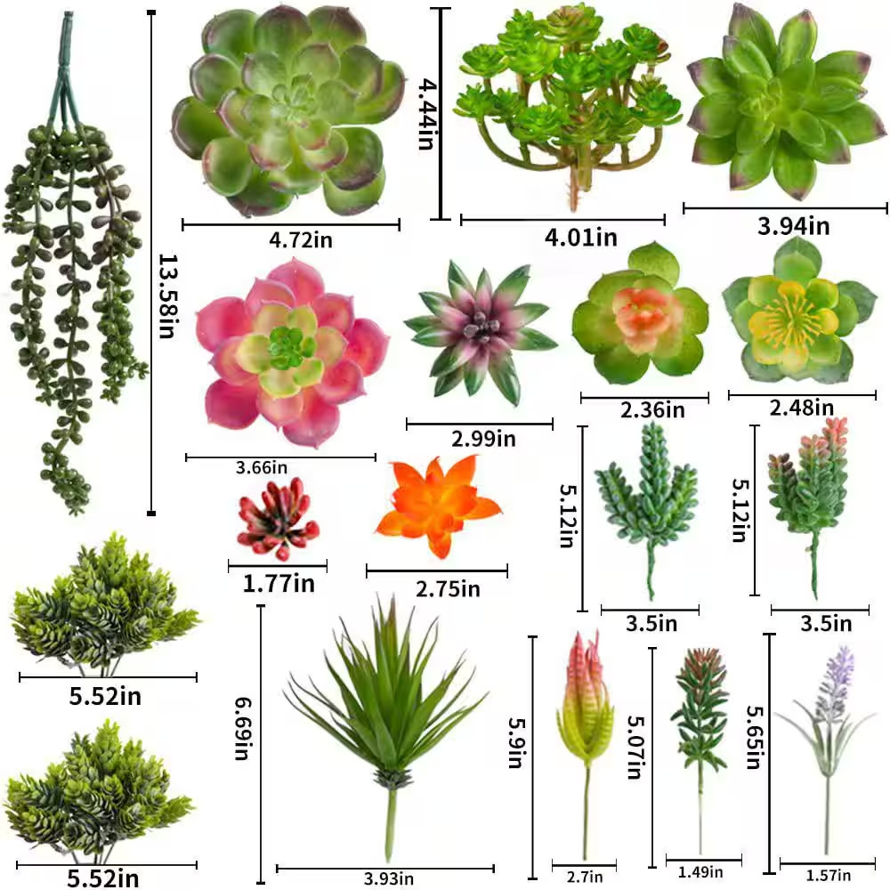 18 Pack 3 In. Green Indoor Artificial Succulents Realistic Textured Fake Plants