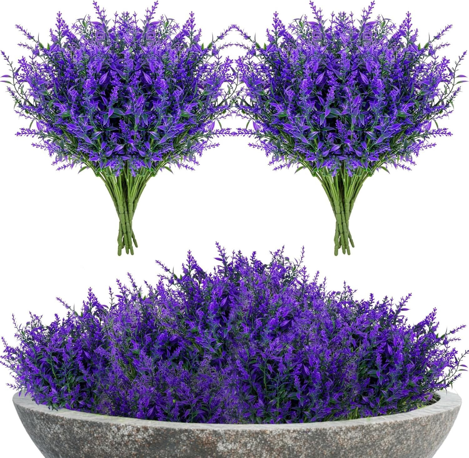 Vibrant 7 Pcs UV Resistant Lavender Flowers for Easy Indoor and Outdoor Styling