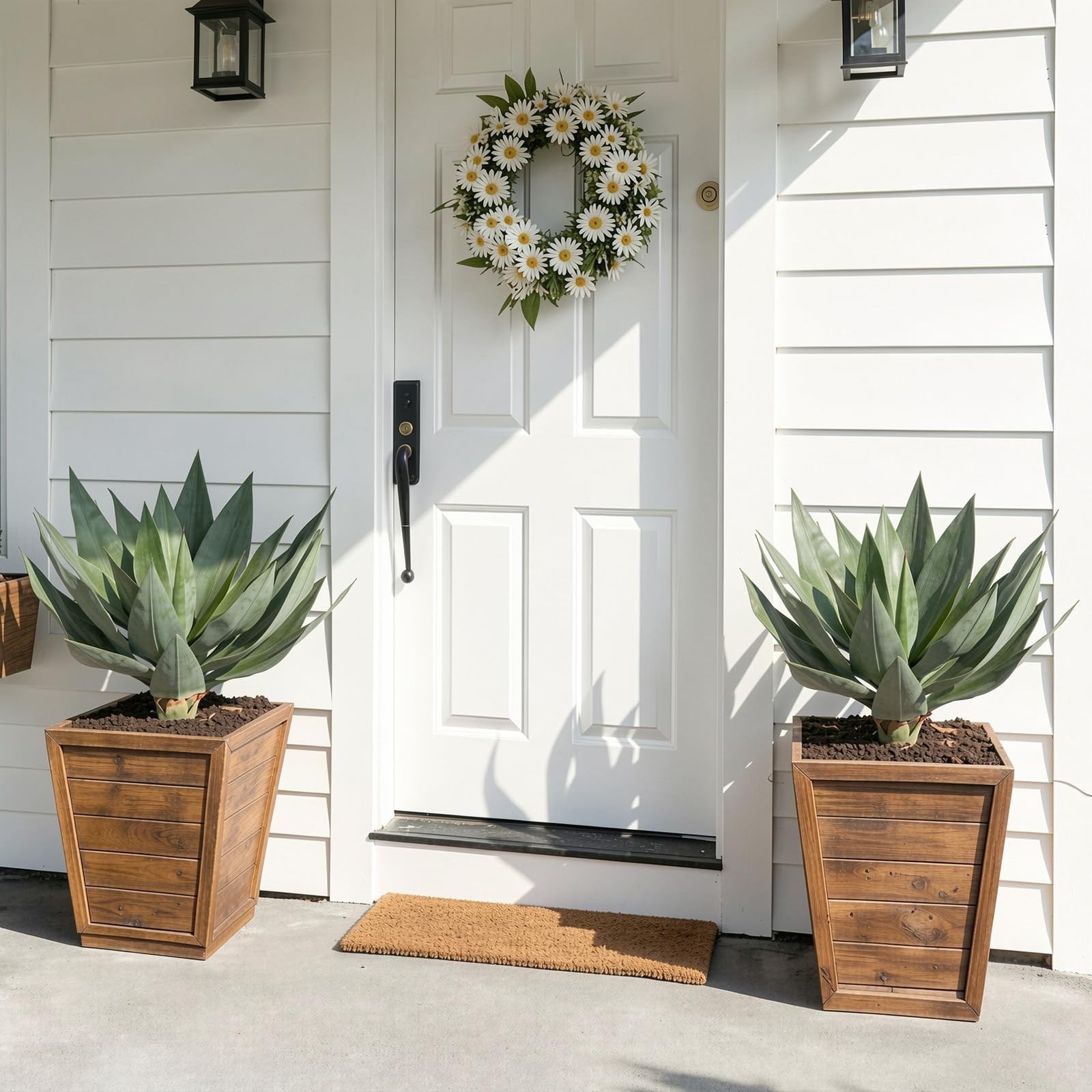 Best Artificial Agave Plants Outdoor,28″ UV Resistant Fake Silk with 23 Lifelike