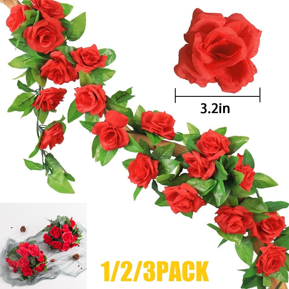 1/2/3PCS Artificial Rose Vine Flowers Plants Fake Flower Vine for Wedding Home