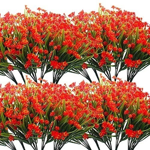 20 Bundles Artificial Outdoor Plants, Fake Wheat Grass Greenery Shrubs UV Res…