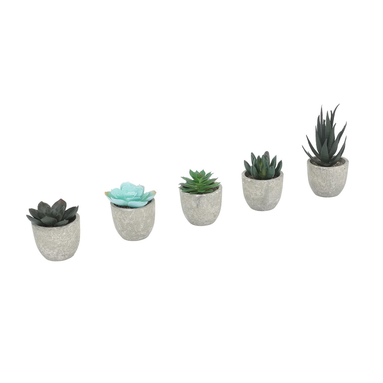 5 PCS Succulents Plants Artificial Mini Fake Pots Assorted Small Faux Decor