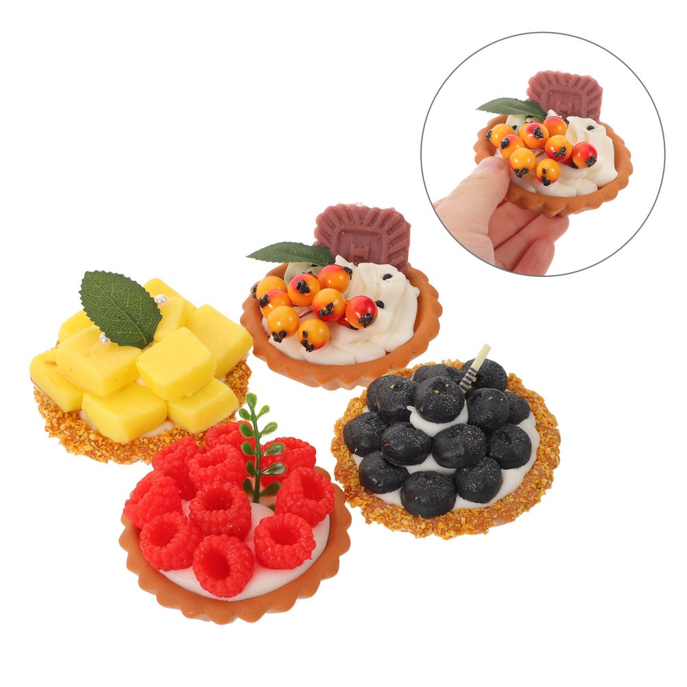4Pcs Durable Simulated Egg Tart Food Models Assorted Color for Party Decor