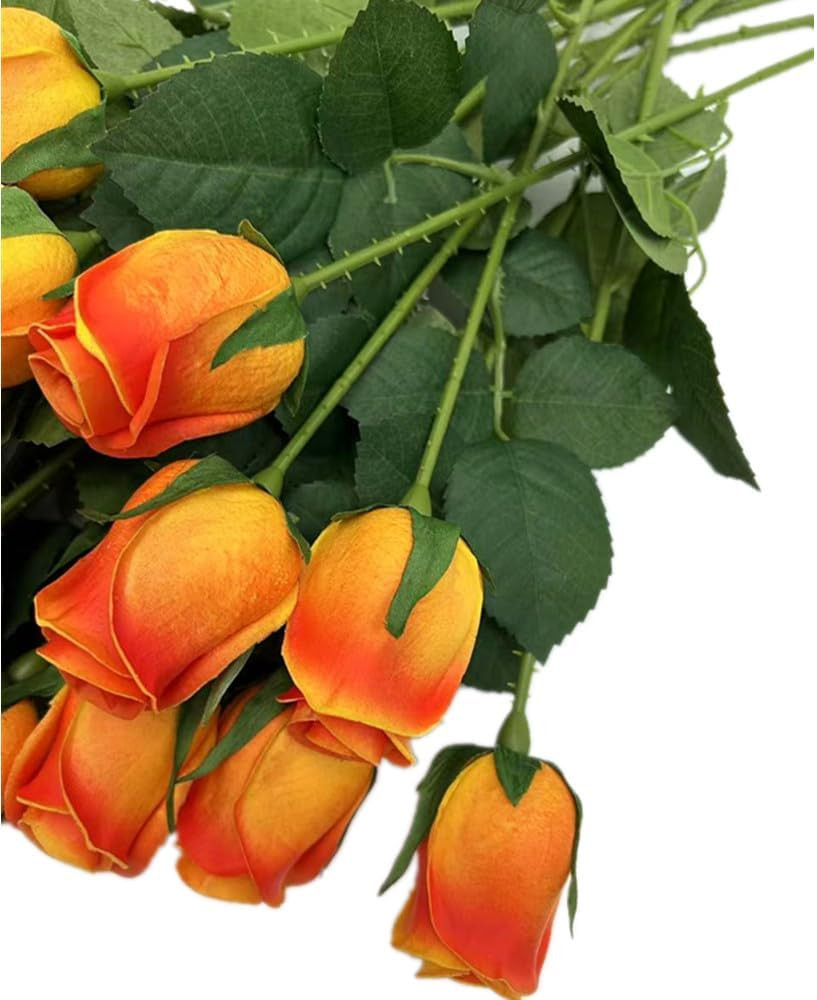 20Pcs Lifelike Orange Foam Roses for Wedding Decor & DIY Arrangements
