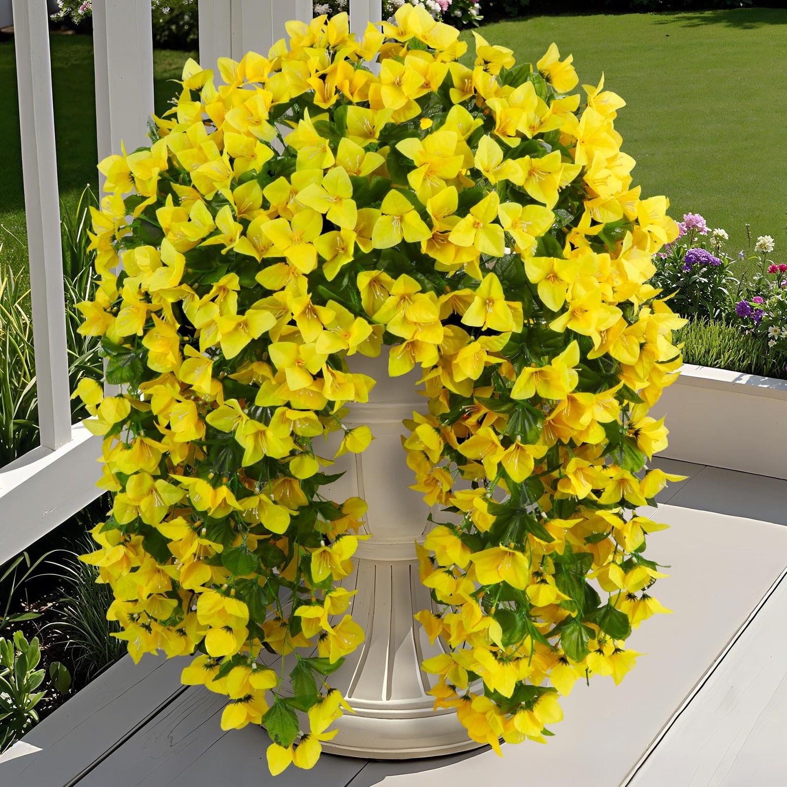 3 Pcs Yellow Artificial Hanging Bougainvillea Flowers Silk Long Trailing Vines U