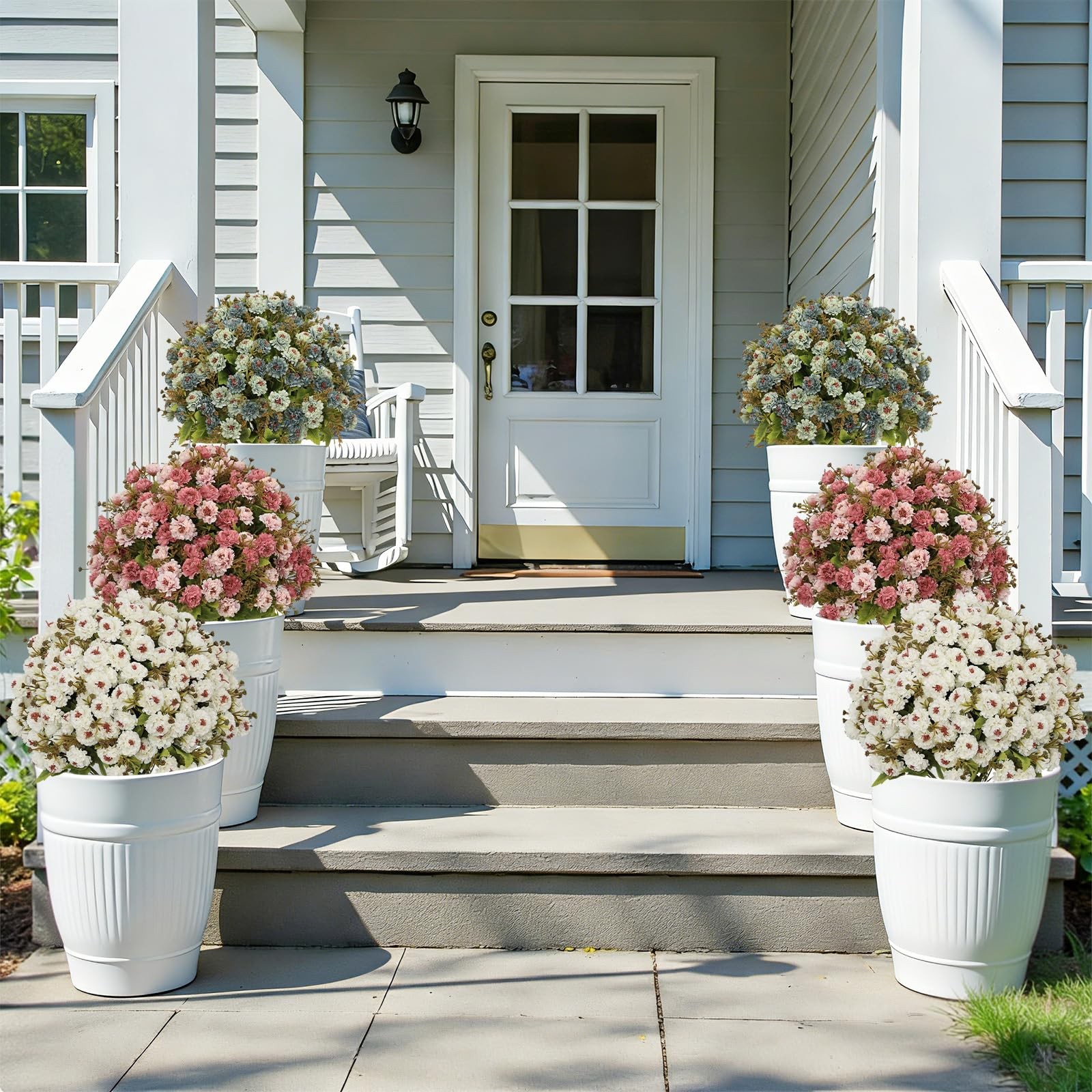24” Artificial Flowers for Outdoors, Set of 2- UV Resistant Look Real Faux Wh…