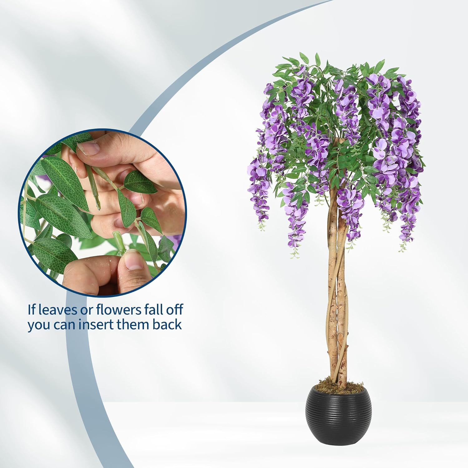 4FT Purple Blossom Tree – Lifelike Silk Flowering Plant for Home Decor