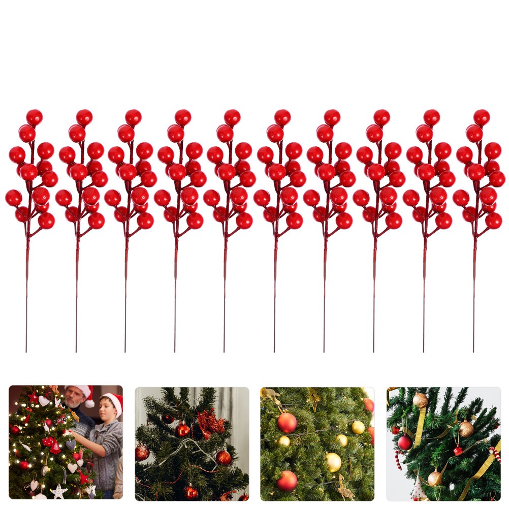 20Pcs Reusable Red Artificial Berry Picks for Christmas Banquet Arrangements