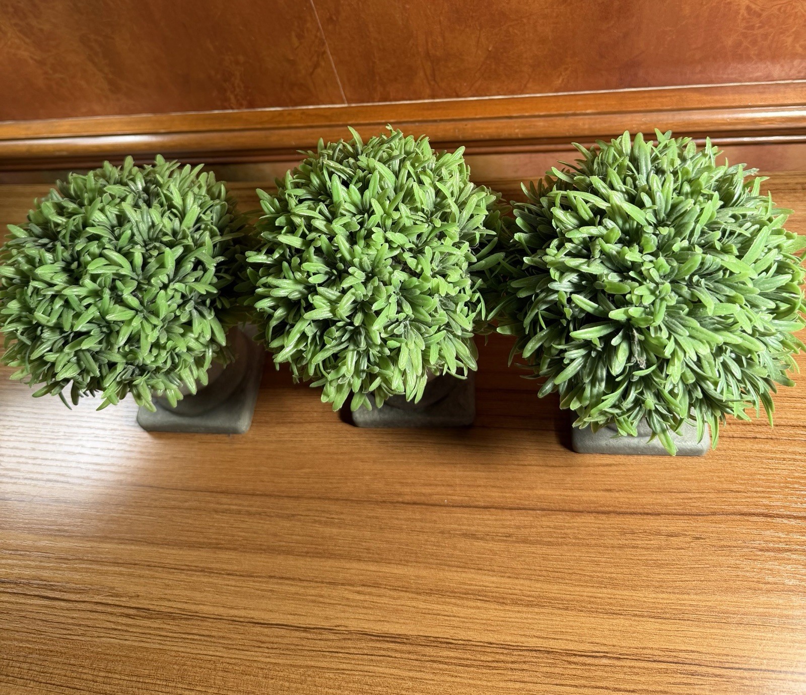 Set of 3 Artificial Podocarpus Faux Grass Plant Pot- Round 7.5” Decorative