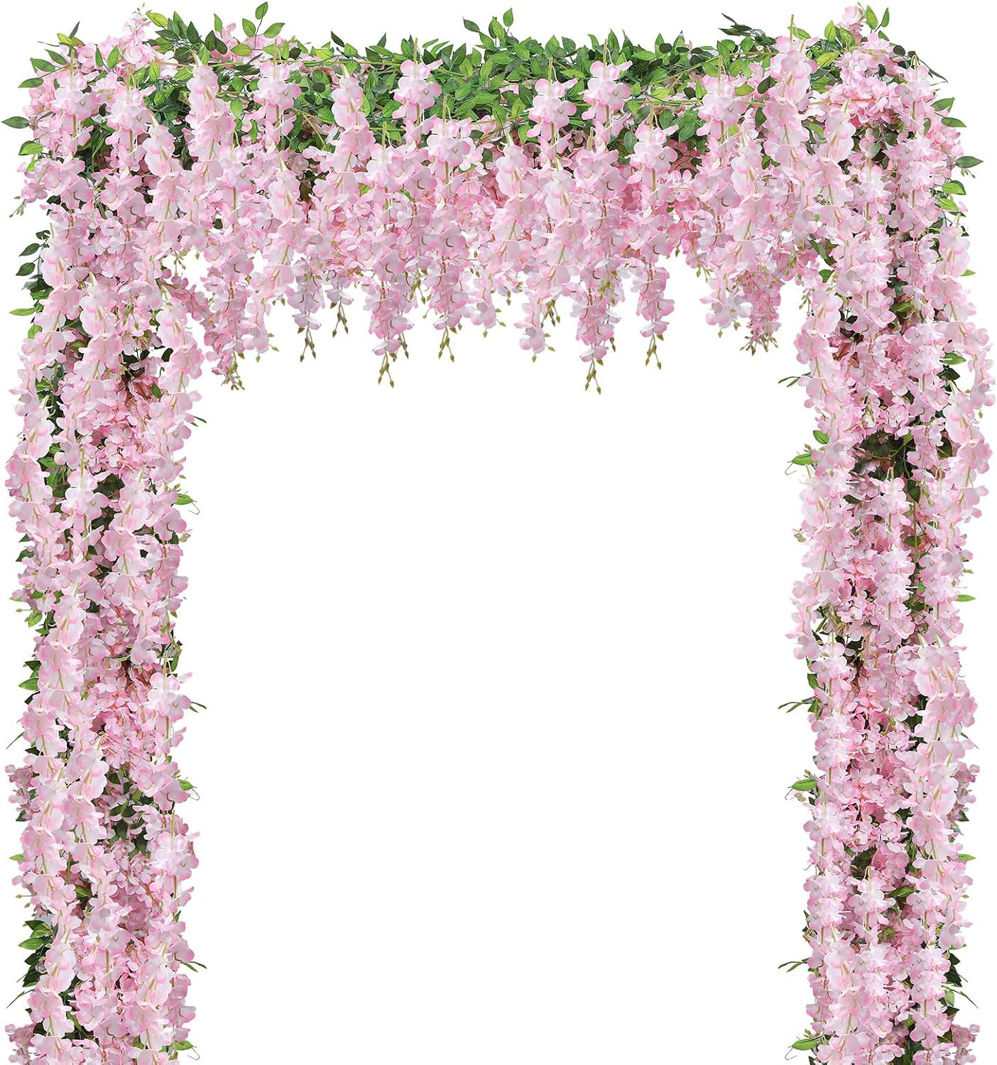 10Pcs 7.2 Ft/Piece Artificial Wisteria Garland Silk Fake Pink Wisteria Flowers H