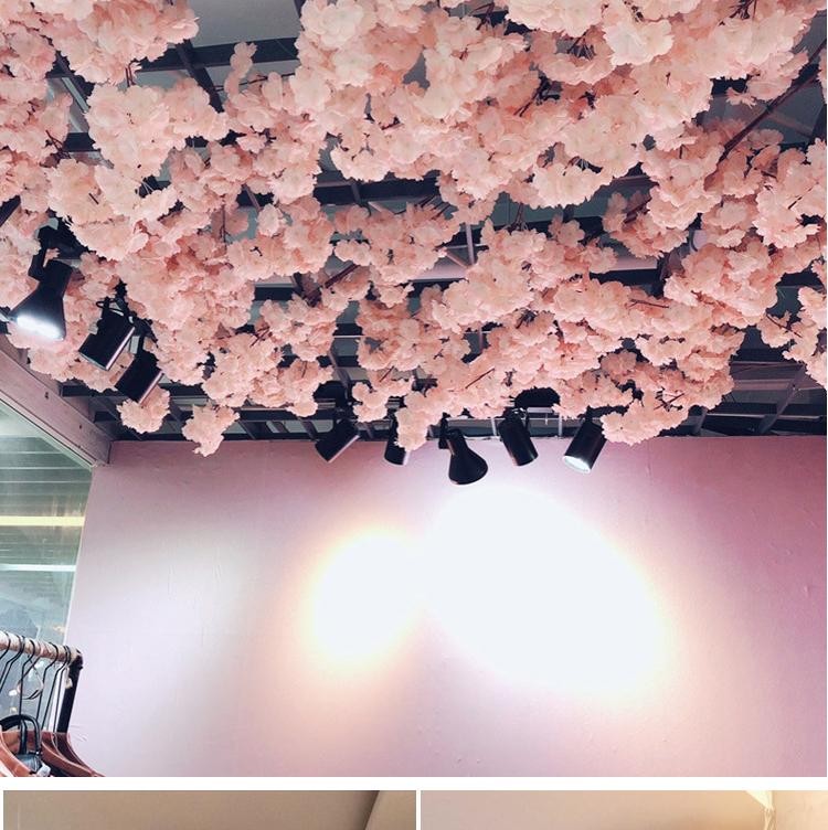 80cm Artificial Cherry Blossom Branch Red Silk Flower Wedding Home Decor Arch