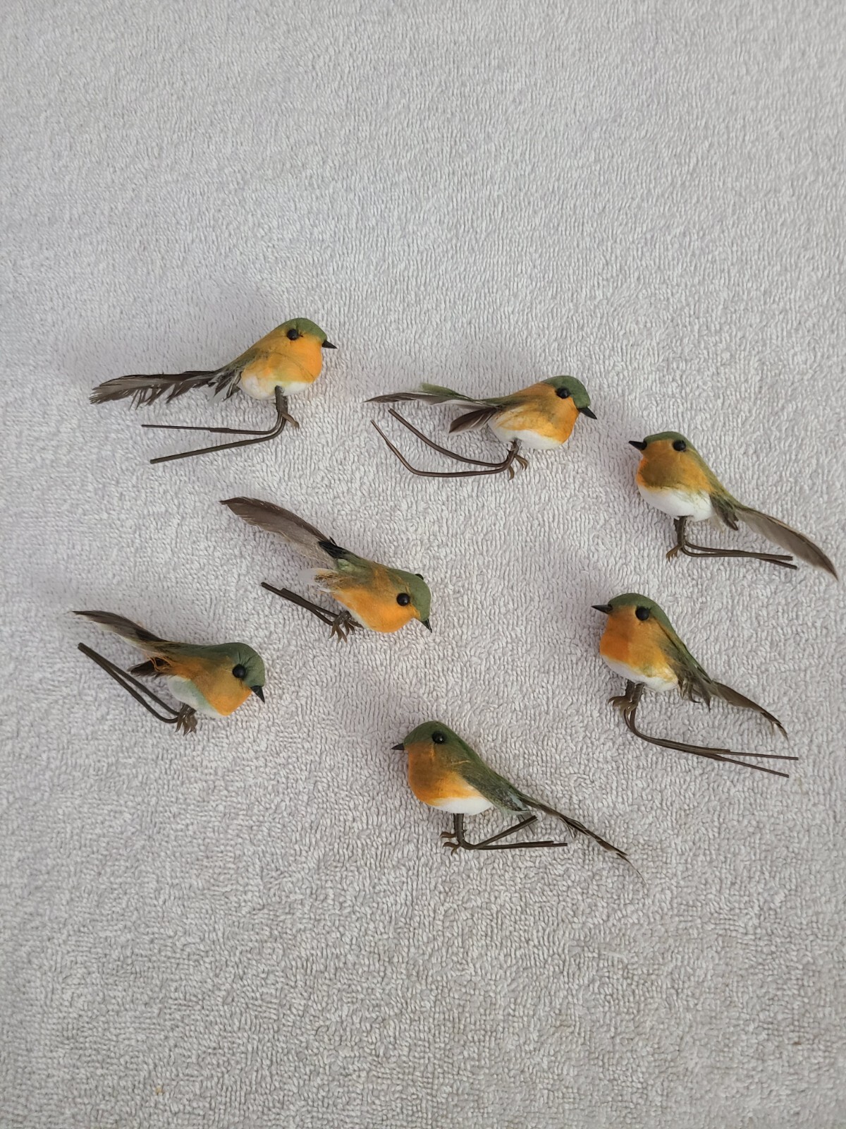 7 ARTIFICIAL FEATHER ROBIN BIRD FLOWER PICK/DECOR MINIS