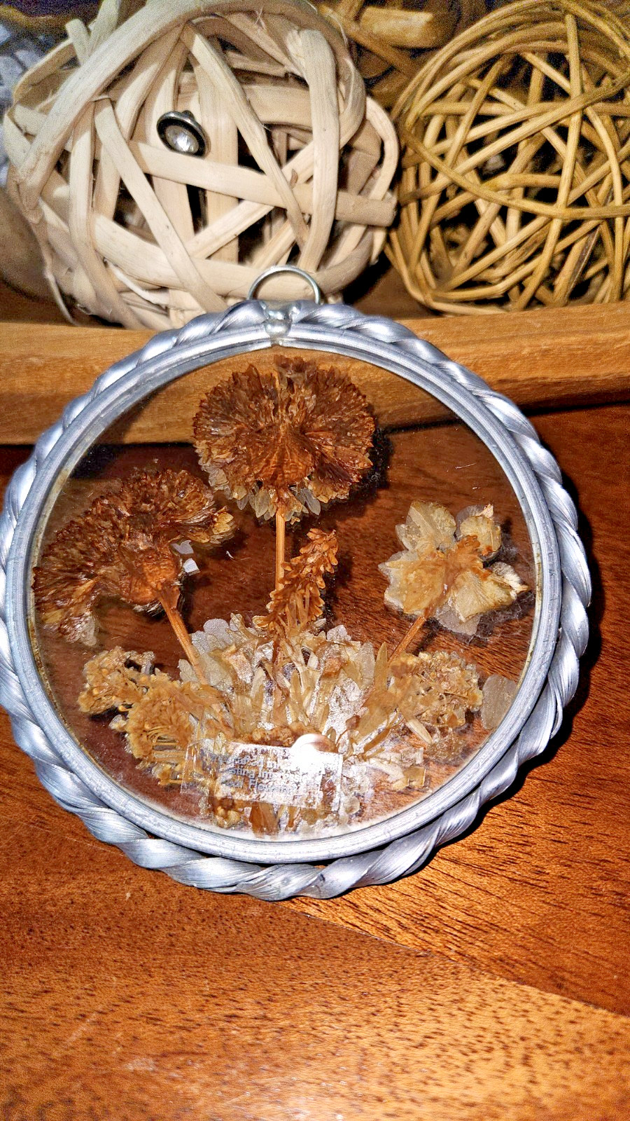 Vintage Lasting Impressions Real Dried Pressed Flowers In Glass Pewter Frame