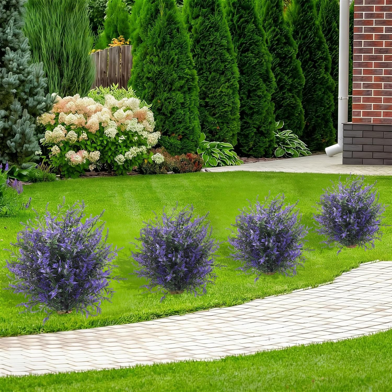 Purple Artificial Lavender Topiary Ball Tree – 2Pc UV Resistant Decor