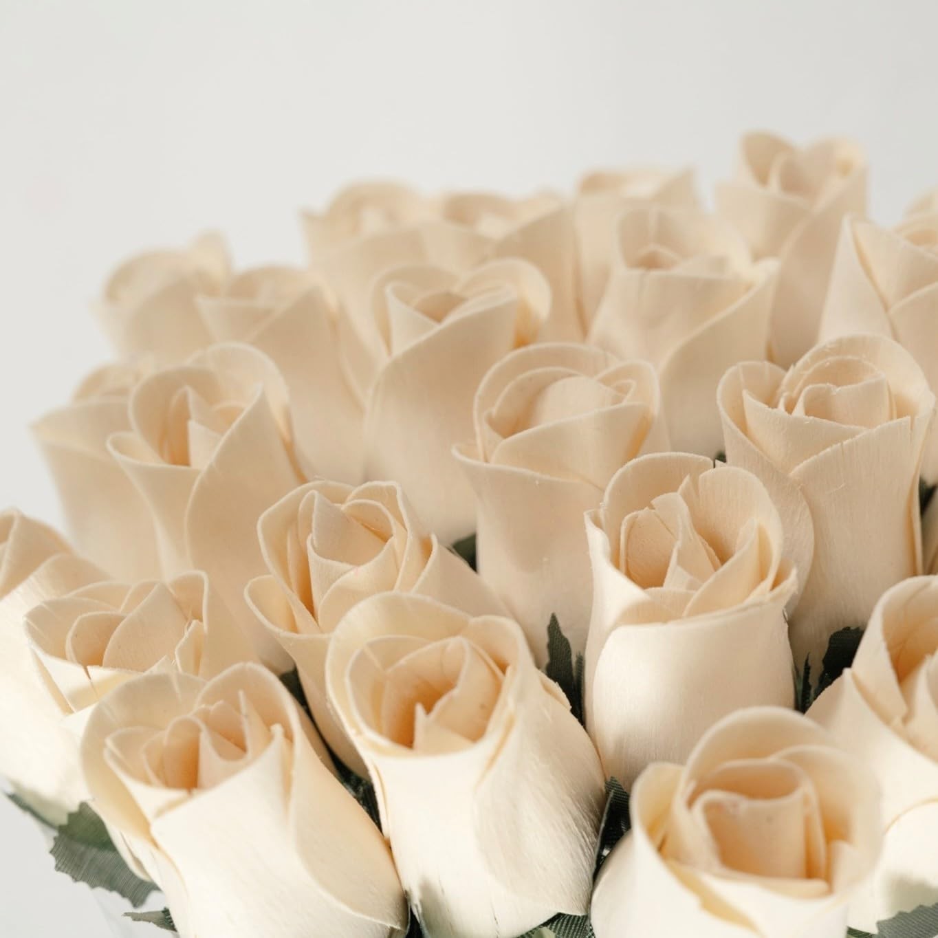 Bouquet of Two Dozen (24) Beautiful Realistic Ivory White Wooden Roses Forever